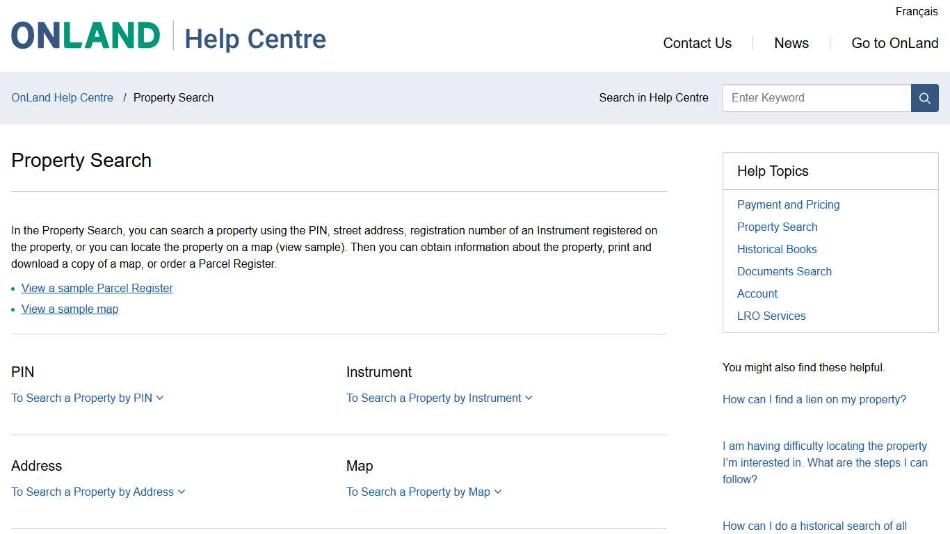 Property Search – OnLand Help Centre